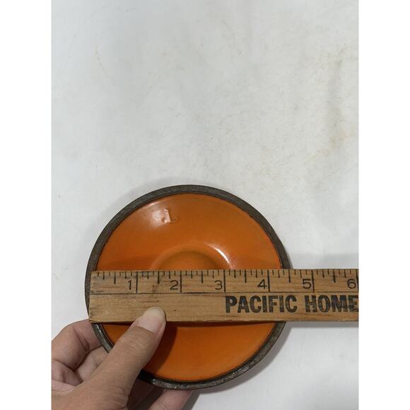 Le Creuset Flame Orange Enameled Cast Iron Pan Small Lid L Fits 4.5” Lid Only - Picture 7 of 7